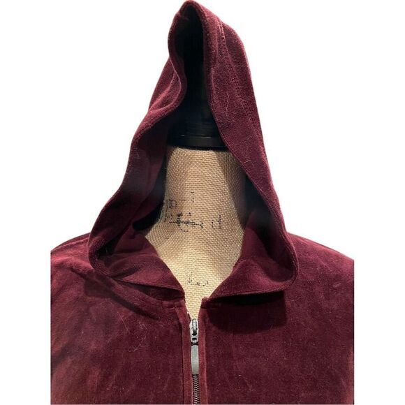 Made for Life Women's Maroon Velour Hoodie Jacket Size L Casual Zip-Up - Picture 2 of 8